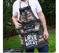 Boxer Gifts Men's Boxer Gifts Love My Meat Novelty Mans BBQ Cooking Apron Heavy Duty Canvas Gift For Him Birthday, Black, One Size UK