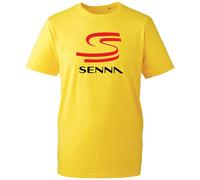 Novelty Ayrton Fan Senna T-Shirt, Famous Retro Iconic Formula Car Driver Racing Lover Best Athlete Admire Logo Shirt, Gift Unisex Tee Top (Yellow, 2XL Years)
