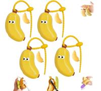 Novelty Banana Shaped Travel Toothbrush Holder with Paste Dispenser, Cute Portable Hygiene Storage Case for Kids Adults,4PCS, Yellow