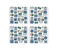 Novelty Banker Cork Coaster Set - Gifts for Bankers/Financial Advisers - Set of Four (4) Square Drinks Coasters
