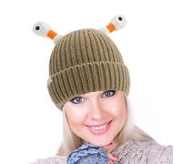 Novelty Beanie Hats | Funny Knit Hat with Tentacles and Lighting - Winter Parent Child Cute Little Onster Knit Hat - for Families and Children Brown