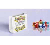 Novelty Birthday Gift Bag with Reduced Price Design, Large Size 33 x 26.7 x 13.7 cm, White