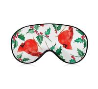 Novelty Blackout Eye Mask,Christmas Cardinal Birds and Red Holly Berries Sleep Masks Sleeping Mask Blindfold Eye Cover Eye Shade with Adjustable Strap for Men Women Teen Boys Girls Kids Travel