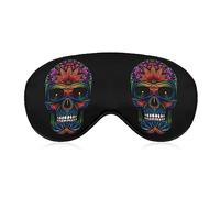 Novelty Blackout Eye Mask,Colorful Smiling Skull Looking Straight Ahead Sleep Masks Sleeping Mask Blindfold Eye Cover Eye Shade with Adjustable Strap for Men Women Teen Boys Girls Kids Travel
