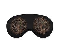 Novelty Blackout Eye Mask,Gold Koi Carp Fish Lotus Flower Black Artwork Sleep Masks Sleeping Mask Blindfold Eye Cover Eye Shade with Adjustable Strap for Men Women Teen Boys Girls Kids Travel
