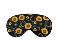 Novelty Blackout Eye Mask,Golden Geometric Shapes and Sunflowers Sleep Masks Sleeping Mask Blindfold Eye Cover Eye Shade with Adjustable Strap for Men Women Teen Boys Girls Kids Travel