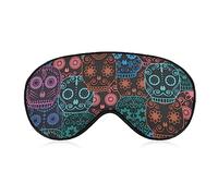 Novelty Blackout Eye Mask,Halloween Sugar Skull Day of The Dead Sleep Masks Sleeping Mask Blindfold Eye Cover Eye Shade with Adjustable Strap for Men Women Teen Boys Girls Kids Travel