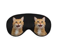 Novelty Blackout Eye Mask,Happy Ginger Cat Sleep Masks Sleeping Mask Blindfold Eye Cover Eye Shade with Adjustable Strap for Men Women Teen Boys Girls Kids Travel