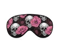 Novelty Blackout Eye Mask,Poppy Flower Sugar Skull Pink Sleep Masks Sleeping Mask Blindfold Eye Cover Eye Shade with Adjustable Strap for Men Women Teen Boys Girls Kids Travel