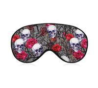 Novelty Blackout Eye Mask,Red Rose Flower Sugar Skull Sleep Masks Sleeping Mask Blindfold Eye Cover Eye Shade with Adjustable Strap for Men Women Teen Boys Girls Kids Travel