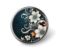 Novelty Boho Abstract Flowers Button Pin 1 Inch, Personalized Metal Lapel Pins, Lightweight Round Brooch Pin, Elegant Button Badges, Funny Enamel Pins for Shirts Jackets Bags & Gift
