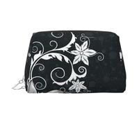 Novelty Boho Abstract Flowers Print Makeup Bag, Cosmetic Bag,Women Pu Leather Cosmetic Bags with Wrist Strap Travel Toiletry Pouch Makeup Bag