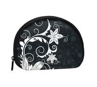 Novelty Boho Abstract Flowers Print Portable Mini Storage Bag Shell Shaped Wallet Small Coin Wallet Shell Storage Bag