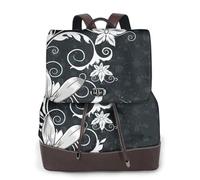 Novelty Boho Abstract Flowers Print Women Fashion Backpack Ladies Pu Leather Backpacks Handbag Waterproof Rucksack Travel Backpack with Flap