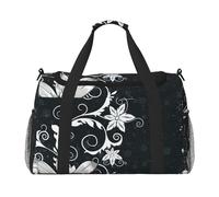 Novelty Boho Abstract Flowers Print Womens Sports Bags Travel Bag - Gym Tote Bag with Compartment,Duffel Bags for Men,Ladies Holdall,Carry On Weekend Travel Handbags for Women