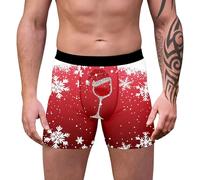 Novelty Boxer Shorts, Woven Boxers for Men, 3d Novelty Xmas Underpants Breathable Comfortable Design Trunks Christmas Special Boyshort Style Retro Boxers Reindeer Snowflake Santa Claus Printed Soft