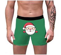 Novelty Boxer Shorts- Woven Boxers for Men- Boxers Reindeer Snowflake Santa Claus Printed 3d Novelty Xmas Underpants Breathable Comfortable Soft Design Trunks Christmas Special Boyshort Style Retro