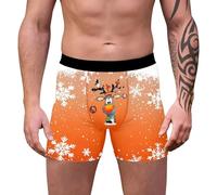 Novelty Boxer Shorts, Woven Boxers for Men, Design Trunks Christmas Special Boyshort Style Boxers Reindeer Snowflake Santa Claus Printed Retro Underwear Loose Festive Costumes Plus Size Soft