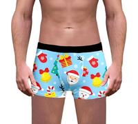 Novelty Boxers for Men, Woven Boxers for Men, Boxers Reindeer Snowflake Santa Claus Printed 3d Novelty Xmas Underpants Breathable Comfortable Retro Design Trunks Christmas Special Boyshort Style Soft
