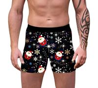 Novelty Boxers for Men- Woven Boxers for Men- Design Trunks Christmas Special Boyshort Style 3d Novelty Xmas Underpants Breathable Comfortable Retro Underwear Loose Festive Costumes Plus Size Soft