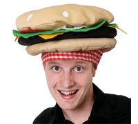 Novelty Burger Hat I Love Fancy Dress Brown 6 Pack