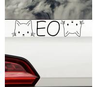 Novelty Cat Meow - Mirror - Wall Sticker - Car Bumper - Home Décor Funny Decal (Medium, Black)