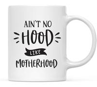 Novelty Ceramic Coffee Mug - Ain't No Hood Like Motherhood, 11Oz, for Mom, Perfect Birthdays, Christmas