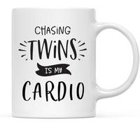 Novelty Ceramic Coffee Mug - Chasing Twins is My Cardio, 11Oz, for Twin Moms, Funny Daily Use