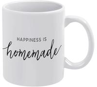 Novelty Ceramic Coffee Mug - Funny, Happiness is Homemade, Christmas Or Father's Day Gift for Boss, Coworkers, Friends, White, Cozy Vibe 11Oz
