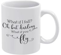 Novelty Ceramic Coffee Mug - Funny, What If I Fall Oh But Darling, 11Oz White Great for Kitchen, Travel, Hot Tea, Chocolate, Retro Cups