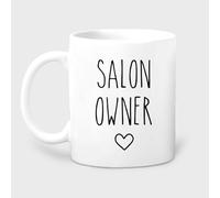 Novelty Ceramic Coffee Mug - Salon Owner White Ceramic Hairbeauty & Hair Stylist Gift, Lady Entrepreneur Theme, 11Oz