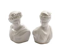 Novelty Ceramic David & Venus Design Cruet Set - Salt and Pepper Pots/Shakers - White - 9.5 cm