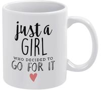 Novelty Ceramic Drinking Cups Just A Girl Who Decided to Go for It Ceramic Mugs Great for Coffee Soup Tea Milk Latte Hot Cocoa Retro Mug with Handle Gift for Women Men Gift Ideas 11 Oz