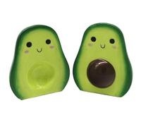 Novelty Ceramic Salt & Pepper Shakers - Cute Avocado Cruet Set, Kawaii Avocado Salt & Pepper Pots, Fun Kitchen Table Décor, Cute Dining Accessories & Food Lover Gift (Cute Avocado)