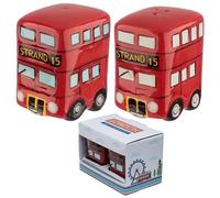 Novelty Ceramic Salt & Pepper Shakers - London Double Decker Bus Cruet Set, Cute Glossy Finish Salt & Pepper Pots for Kitchen Dining Table Décor & British Souvenir Gift (London Double Decker Bus)
