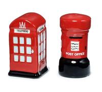 Novelty Ceramic Salt & Pepper Shakers - London Telephone Box & Post Box Cruet Set, Cute British Kitchen Décor, Collectible Salt & Pepper Pots for Dining, Home & Souvenir Gift (London Telephone Box)