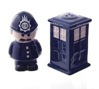 Novelty Ceramic Salt & Pepper Shakers - London Telephone Box & Post Box Cruet Set, Cute British Kitchen Table Décor, Collectible Salt & Pepper Pots for Souvenir Gift (British Policeman)