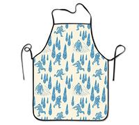 Novelty Chef Apron Bigfoot Blue Toile Apron Unisex Art Apron Adjustable Bib Apron For Men Artist