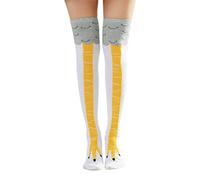 Novelty Chicken Legs Knee-High Socks Crazy Chicken Feet Over the Knee Socks Funny Gifts (White, L)