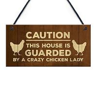 RED OCEAN Novelty Chicken Sign Funny Coop Hen House Plaque For Garden Gate Crazy Lady Gift