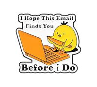 Novelty Chicken Yellow Enamel Brooch for Women Men Adorrable I Hope This Email Before I Do Words Funny Cute Animals Pin Badge Statement Backpacks Jackets Clothing Accessories