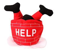 NOVELTY CHRISTMAS ACCESSORY - ADULTS RED CHIMNEY HAT WITH DANGLING SANTA CLAUS LEGS AND 'HELP' TEXT - FUNNY MENS LADIES CHRISTMAS NOVELTY FANCY DRESS ACCESSORY (PACK OF 1)