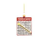 Novelty Christmas Decoration, Sudoku Bauble, Quirky Glass Xmas Tree Ornament, Stocking Filler, Hanging Fun Unusual Sudoku Lovers Gift, Board Game Bauble