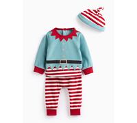 Novelty Christmas Elf Velour Pyjamas & Hat Set 6-9 months
