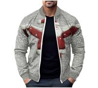 Novelty Christmas Jacket for Men Funny Snowman Coat Christmas Tree Cardigan Ugly Xmas Sweatshirt 3D Printed Coat Standed Collar Sweater Zipper Overcoat Casual Streetwear Party Costume