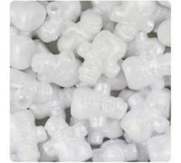 Novelty Christmas Pony Beads (10 x White Pearl Snowmen)