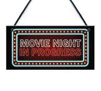 Novelty Cinema Room Sign NEON EFFECT Movie Night Plaque Home Decor Gift