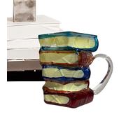 Novelty Coffee Cup | Retro 3D Painted Book Design Glass Wine Cups,Multifunctional Kitchen Accessory, Comfortable Grip Wine Drinkware Mugs for Whiskey Beer Juice