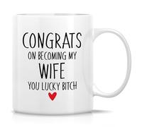 Novelty Coffee Mug Congrats On Becoming My Wife 11 Ounce Ceramic Coffee Or Tea Cup Humorous Sarcastic Wedding Gifts for Fiancée Bride Engagement from Fiancé Groom