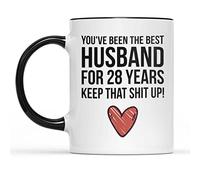 Novelty Coffee Mug Drinking Cup 28 Years Anniversary Anniversary & Valentine's Day Gifts for Men Him Best Husband Gifts from Wife Her Wifey Ceramic Mug 11 Ounces Funny Gift